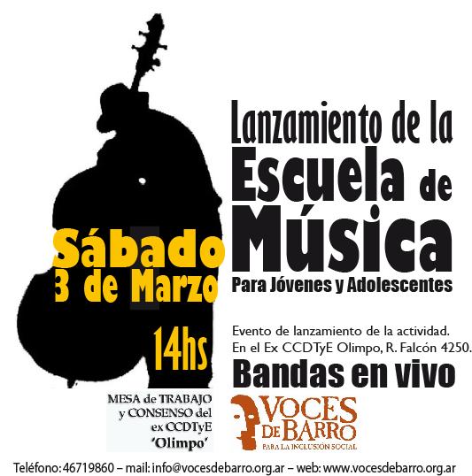 Sábado 3 de Marzo - 14 horas - Evento lanzamiento Escuela de Música 2012 - ¡Todos invitados!