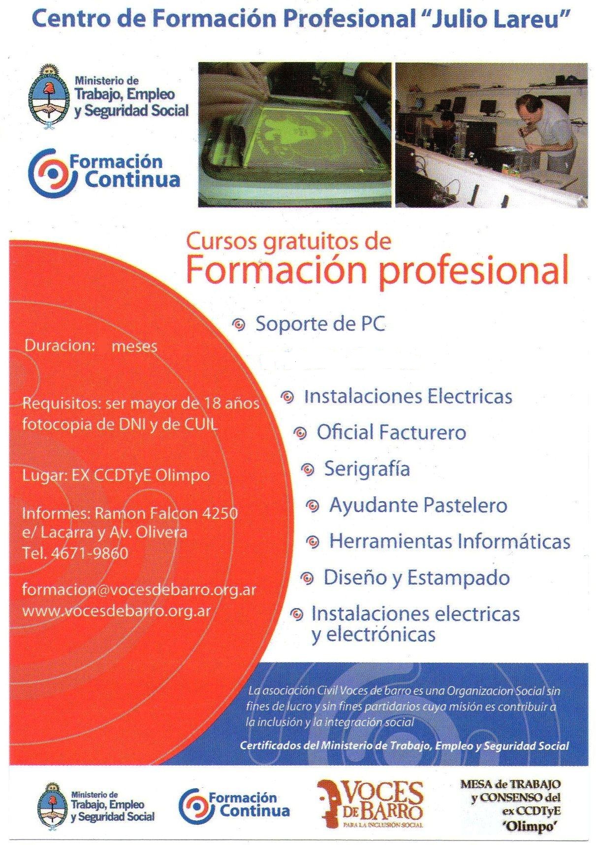 Cursos de Formación Profesional - en febrero abren las pre-inscripciones - ¡reservá tu vacante!